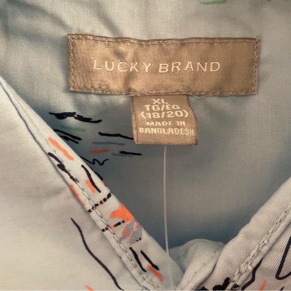 Lucky Brand Short Sleeve Button Down Shirt - Surf Spray - NWT - Boys XL 18/20 - Picture 7 of 12